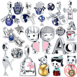 925 Silver Sweet Couple Charm Bead DIY Jewelry Gift