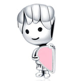 925 Silver Sweet Couple Charm Bead DIY Jewelry Gift