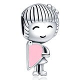 925 Silver Sweet Couple Charm Bead DIY Jewelry Gift