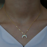 925 Silver Rainbow Cz Charm Necklace Moon Cross Thin Chain Women Pendant