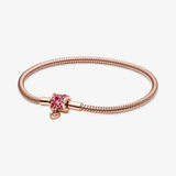 925 Silver Bracelet Ladies Rose Golden Charm Beaded Jewelry