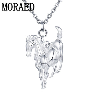 925 Silver Horse Pendant Necklace for Women Men Jewelry