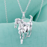 925 Silver Horse Pendant Necklace for Women Men Jewelry
