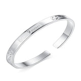 999 Silver Charm Bracelet for Men and Women, Forever Love Solid Open Bracelet