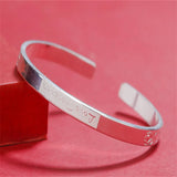 999 Silver Charm Bracelet for Men and Women, Forever Love Solid Open Bracelet
