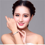 999 Silver Charm Bracelet for Men and Women, Forever Love Solid Open Bracelet