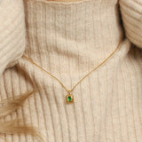 Adjustable Beads Chain Square Emerald Pendant Necklace