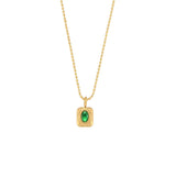 Adjustable Beads Chain Square Emerald Pendant Necklace
