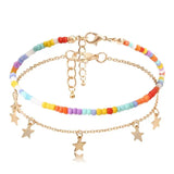 Adjustable Star Pendant Anklet Beaded Anklets for Women