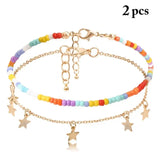 Adjustable Star Pendant Anklet Beaded Anklets for Women