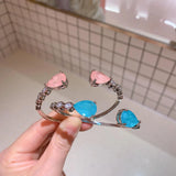 Pink Crystal Paraiba Tourmaline Gemstone Bracelet for Women