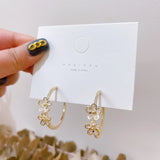 Arrival 14K Plated Flower Stud Earrings for Women Zircon C Earrings