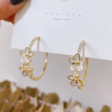 Arrival 14K Plated Flower Stud Earrings for Women Zircon C Earrings