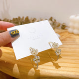 Arrival 14K Plated Flower Stud Earrings for Women Zircon C Earrings