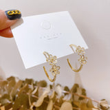 Arrival 14K Plated Flower Stud Earrings for Women Zircon C Earrings