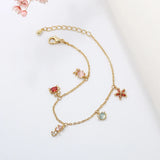 Arrival 14K Real Plated Zircon Anklets for Women Ocean Fish Starfish Bracelets