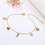 Arrival 14K Real Plated Zircon Anklets for Women Ocean Fish Starfish Bracelets