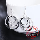 925 Sterling Silver Circle Dangle Earrings For Women