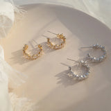 Classic Crystal Zircon Hoop Earrings Geometric Design