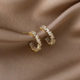Classic Crystal Zircon Hoop Earrings Geometric Design