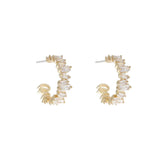 Classic Crystal Zircon Hoop Earrings Geometric Design