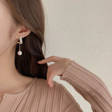 Simulated-pearl Tassel Long Crystal Earrings Water Drop Jewelry