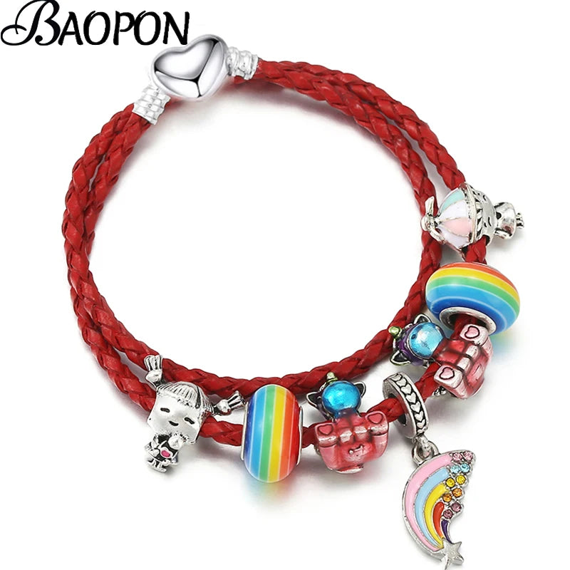 Colorful Unicorn Beads Charm Bracelet Women Jewelry Gift
