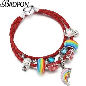 Colorful Unicorn Beads Charm Bracelet Women Jewelry Gift