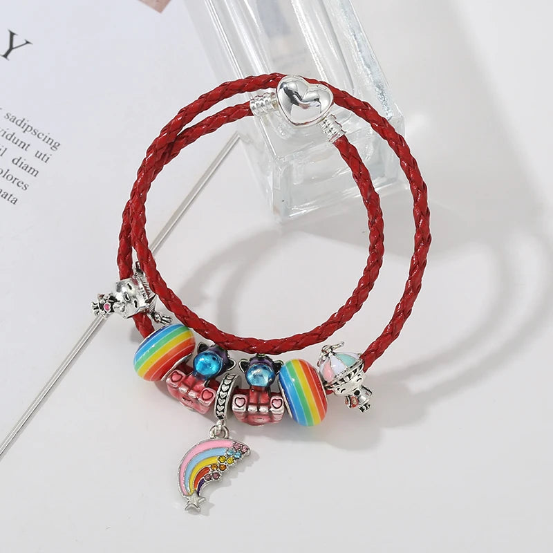 Colorful Unicorn Beads Charm Bracelet Women Jewelry Gift