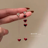 Crystal Asymmetric Long Chain Dangle Earrings Party