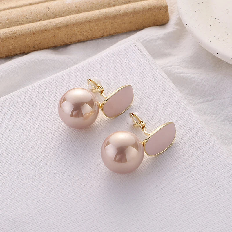 Geometric Pearl Clip-On Earrings for Women