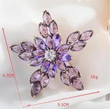 Yellow Purple Crystal Star Brooch for Women Costume Suit Scarf Broche Jewelry