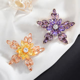 Yellow Purple Crystal Star Brooch for Women Costume Suit Scarf Broche Jewelry