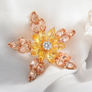 Yellow Purple Crystal Star Brooch for Women Costume Suit Scarf Broche Jewelry