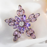 Yellow Purple Crystal Star Brooch for Women Costume Suit Scarf Broche Jewelry