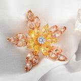 Yellow Purple Crystal Star Brooch for Women Costume Suit Scarf Broche Jewelry