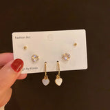 Heart Metal Stud Earrings Set of 6 - Jewelry Gift