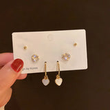 Heart Metal Stud Earrings Set of 6 - Jewelry Gift