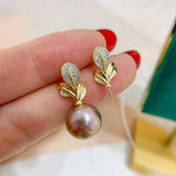 Leaf Pearl Pendant+Earrings Fittings DIY Jewelry Accessory