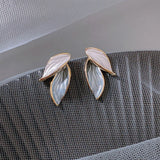 Metal Summer Fresh Grey Leaf Dangle Earrings For Women