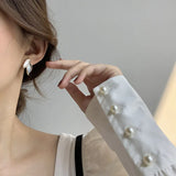 Metal Summer Fresh Grey Leaf Dangle Earrings For Women