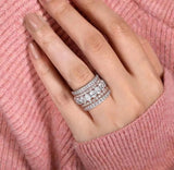 Arrival Rose 4 Pieces Stack Silver Wedding Ring Sets for Women