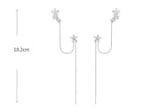 Senior Crystal Water Flower Tassel Earbone Clip Earrings