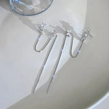 Senior Crystal Water Flower Tassel Earbone Clip Earrings