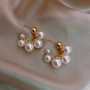 Geometric Simulated-pearl Stud Earrings For Women Party Jewelry
