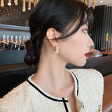 Geometric Simulated-pearl Stud Earrings For Women Party Jewelry