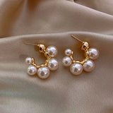 Geometric Simulated-pearl Stud Earrings For Women Party Jewelry