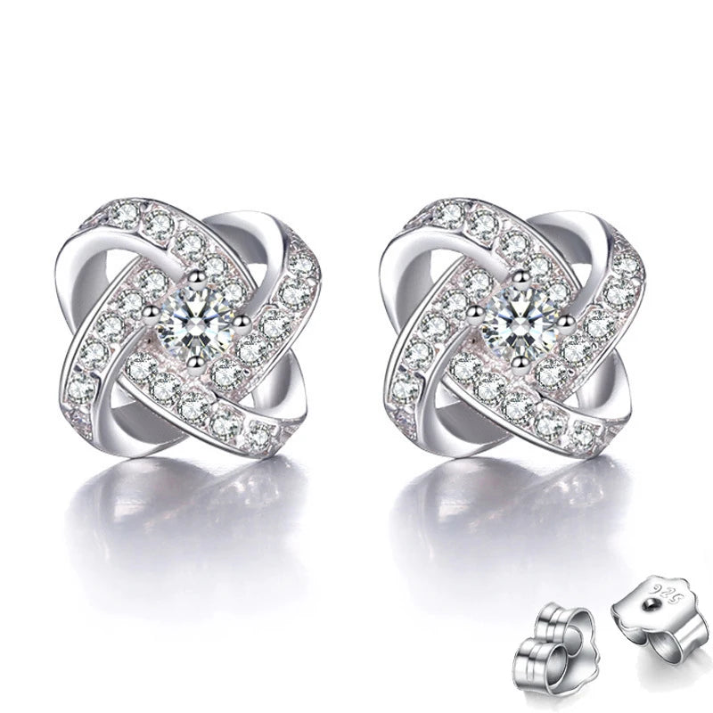 925 Sterling Silver Zircon Stud Earing For Women Party Gift