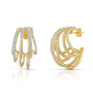 Colorful Cz Circle Hoop Earrings Wrap for Women