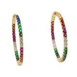 Rainbow CZ Big Huggie Hoop Earring Sparking CZ Jewelry